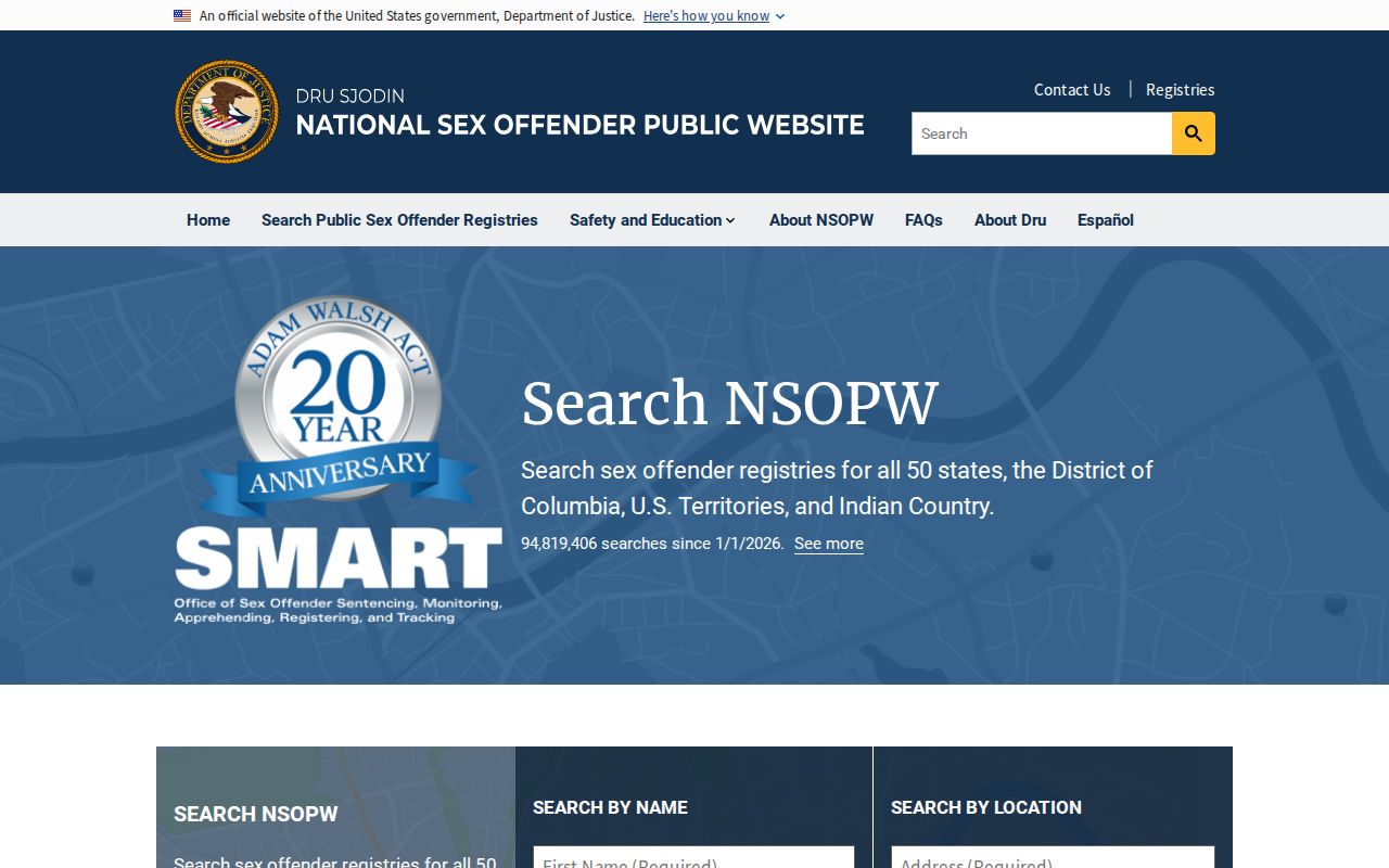 Waushara County sex offender search through the national NSOPW portal