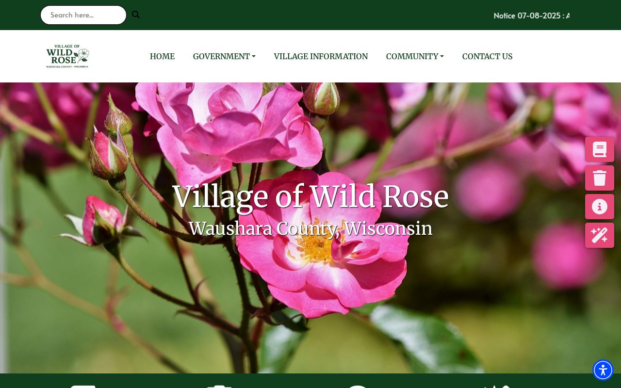 Wild Rose criminal records guide with village hall and community context